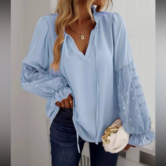 Boho Swiss Dot Oversized Blouse - Picture 6 of 16